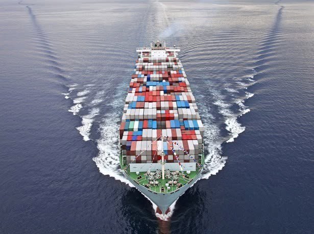Container vessel at sea